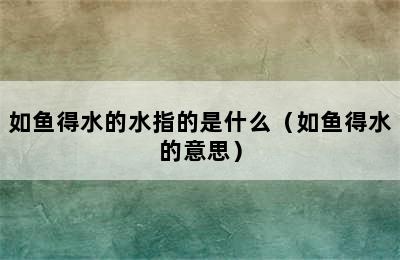 如鱼得水的水指的是什么（如鱼得水的意思）