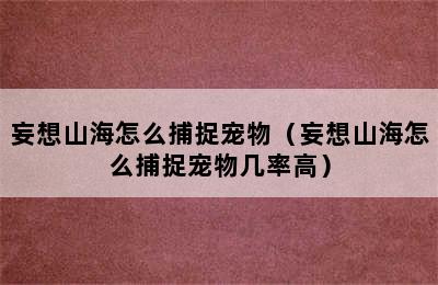 妄想山海怎么捕捉宠物（妄想山海怎么捕捉宠物几率高）