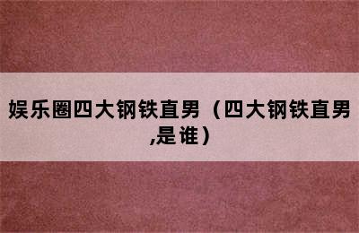 娱乐圈四大钢铁直男（四大钢铁直男,是谁）