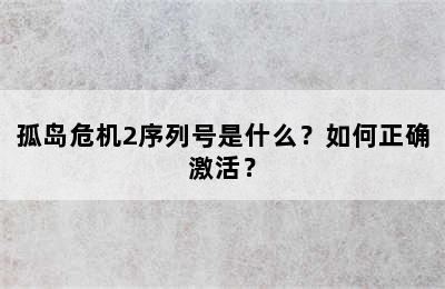 孤岛危机2序列号是什么？如何正确激活？