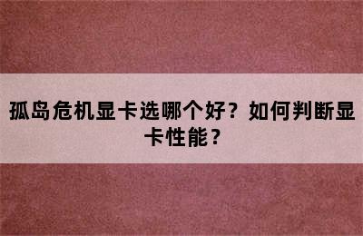 孤岛危机显卡选哪个好？如何判断显卡性能？