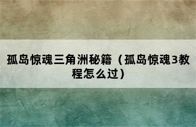 孤岛惊魂三角洲秘籍（孤岛惊魂3教程怎么过）