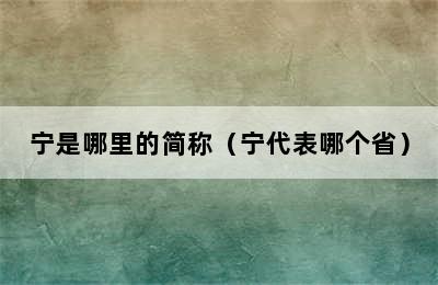 宁是哪里的简称（宁代表哪个省）