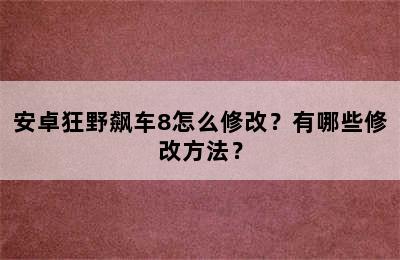 安卓狂野飙车8怎么修改？有哪些修改方法？