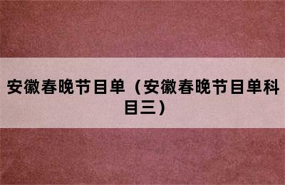 安徽春晚节目单（安徽春晚节目单科目三）