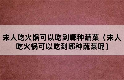 宋人吃火锅可以吃到哪种蔬菜（宋人吃火锅可以吃到哪种蔬菜呢）