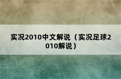 实况2010中文解说（实况足球2010解说）