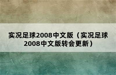 实况足球2008中文版（实况足球2008中文版转会更新）