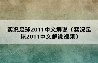 实况足球2011中文解说（实况足球2011中文解说视频）