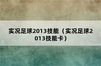 实况足球2013技能（实况足球2013技能卡）