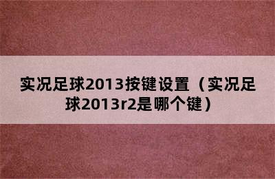 实况足球2013按键设置（实况足球2013r2是哪个键）