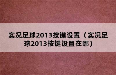 实况足球2013按键设置（实况足球2013按键设置在哪）