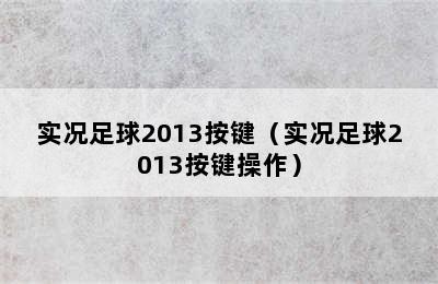 实况足球2013按键（实况足球2013按键操作）