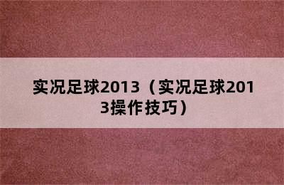 实况足球2013（实况足球2013操作技巧）