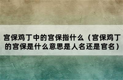 宫保鸡丁中的宫保指什么（宫保鸡丁的宫保是什么意思是人名还是官名）