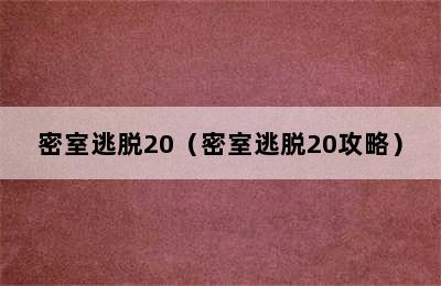 密室逃脱20（密室逃脱20攻略）