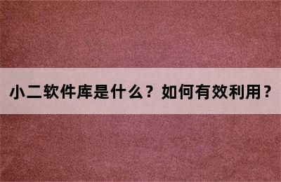 小二软件库是什么？如何有效利用？