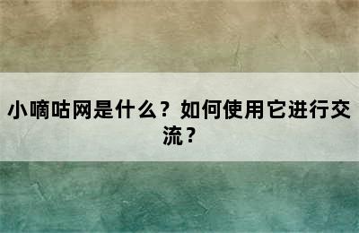 小嘀咕网是什么？如何使用它进行交流？