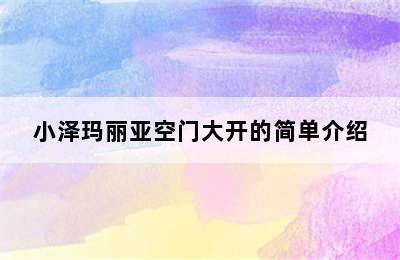 小泽玛丽亚空门大开的简单介绍