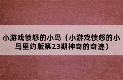 小游戏愤怒的小鸟（小游戏愤怒的小鸟里约版第23期神奇的奇迹）