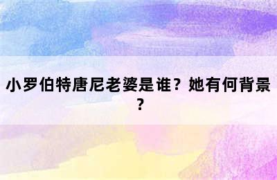 小罗伯特唐尼老婆是谁？她有何背景？