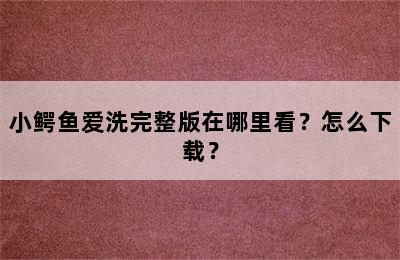 小鳄鱼爱洗完整版在哪里看？怎么下载？