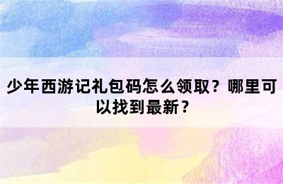 少年西游记礼包码怎么领取？哪里可以找到最新？