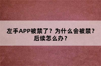 左手APP被禁了？为什么会被禁？后续怎么办？