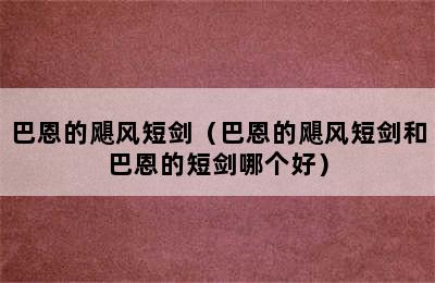 巴恩的飓风短剑（巴恩的飓风短剑和巴恩的短剑哪个好）