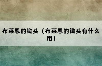 布莱恩的锄头（布莱恩的锄头有什么用）