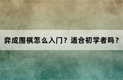 弈成围棋怎么入门？适合初学者吗？