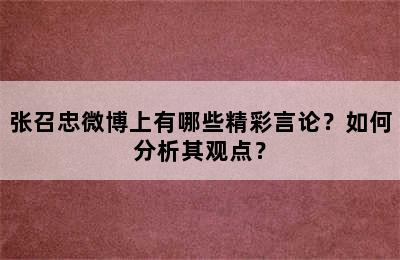 张召忠微博上有哪些精彩言论？如何分析其观点？