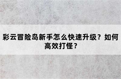 彩云冒险岛新手怎么快速升级？如何高效打怪？