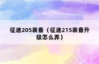 征途205装备（征途215装备升级怎么弄）