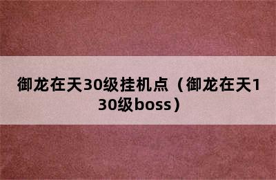 御龙在天30级挂机点（御龙在天130级boss）