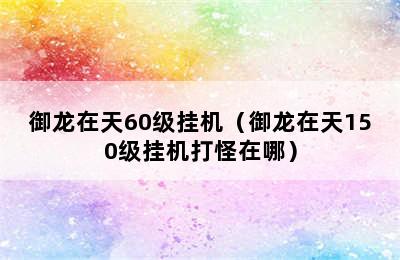 御龙在天60级挂机（御龙在天150级挂机打怪在哪）