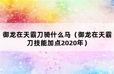 御龙在天霸刀骑什么马（御龙在天霸刀技能加点2020年）