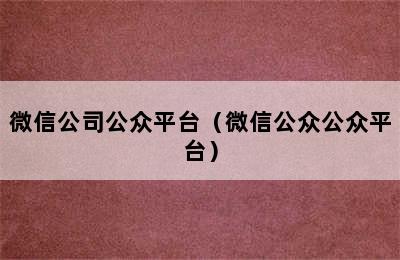 微信公司公众平台（微信公众公众平台）