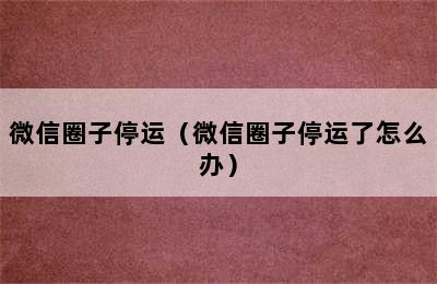 微信圈子停运（微信圈子停运了怎么办）