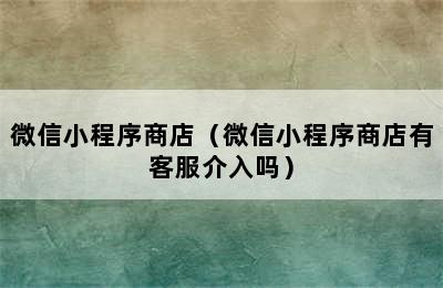 微信小程序商店（微信小程序商店有客服介入吗）