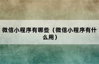 微信小程序有哪些（微信小程序有什么用）