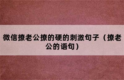 微信撩老公撩的硬的刺激句子（撩老公的语句）