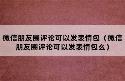 微信朋友圈评论可以发表情包（微信朋友圈评论可以发表情包么）