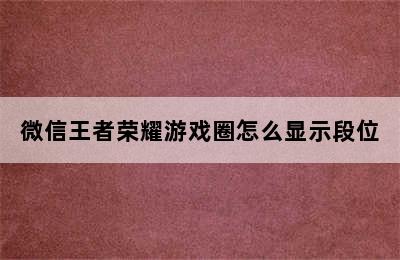 微信王者荣耀游戏圈怎么显示段位