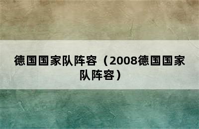 德国国家队阵容（2008德国国家队阵容）