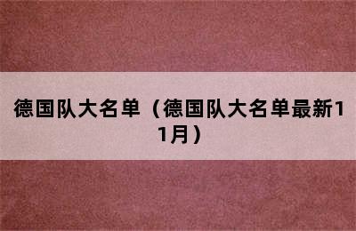 德国队大名单（德国队大名单最新11月）