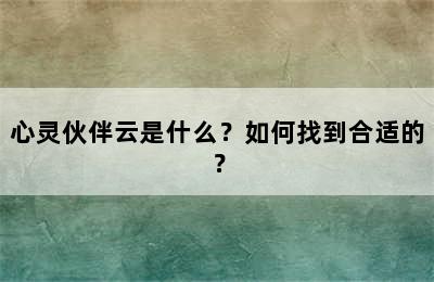 心灵伙伴云是什么？如何找到合适的？