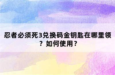 忍者必须死3兑换码金钥匙在哪里领？如何使用？