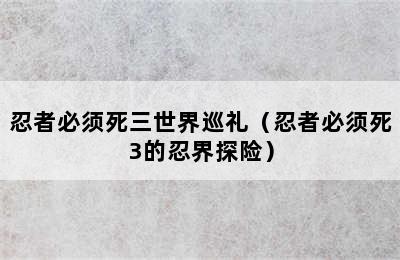 忍者必须死三世界巡礼（忍者必须死3的忍界探险）