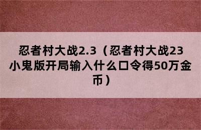 忍者村大战2.3（忍者村大战23小鬼版开局输入什么口令得50万金币）